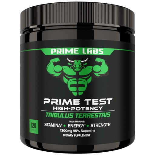[BRSROGQLAADQYAD5] Prime Labs Tribulus Terrestris for Men 1300mg - Enhanced with 95% Saponins - Energy, Vitality, Strength - 120 Count