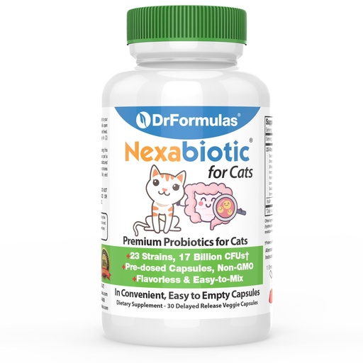 [BRSWGZT7PN6W2DIZ] DrFormulas Nexabiotic Probiotics for Cats Powder | Treats Diarrhea for Pets with Saccharomyces Boulardii Lactobacillus Acidophilus, Best Probiotics Supplement for Digestive Health 30 Capsule