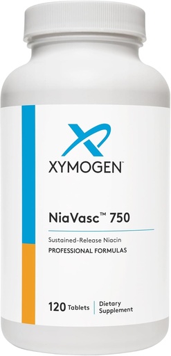 [BRSWIZQBBAGGMCTG] XYMOGEN NiaVasc 750 - Niacina de liberación sostenida para un efecto de flushing menor - apoya el mantenimiento de las tuberías sanas de sangre (120 tablas de liberación del tiempo)