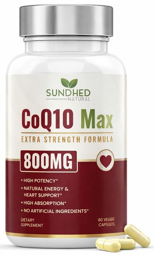 [BRSWGGIYCN7WYF3G] CoQ10 Powerful Antioxidant Supplement - Extra Strong Formula 800mg, 60 Capsules, 1-Month Supply with Coenzyme Q10 Vitamins and Supplements