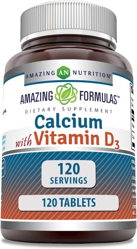 [BRSROGD2AAMGYYD3] Amazing Formulas Calcium with Vitamin D3 Supplement | Tablets | Non-GMO | Gluten-Free | Made in USA (1 Pack | 120 Count)