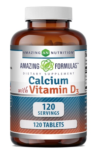 [BRSROGD2AAMGYYD3] Amazing Formulas Calcium with Vitamin D3 Supplement | Tablets | Non-GMO | Gluten-Free | Made in USA (Pack of 1 | 120 Count)