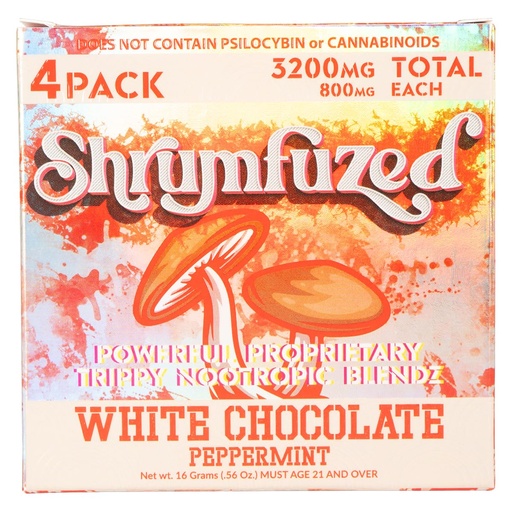 [BRSWGCA6C4MBYH3P] Shrumfuzed - Proprietary Nootropic Gummy 3200mg - Lion's Mane, Reishi, Chaga, and Cordycep Nootropic Mushroom Blend (4, White Chocolate Peppermint)