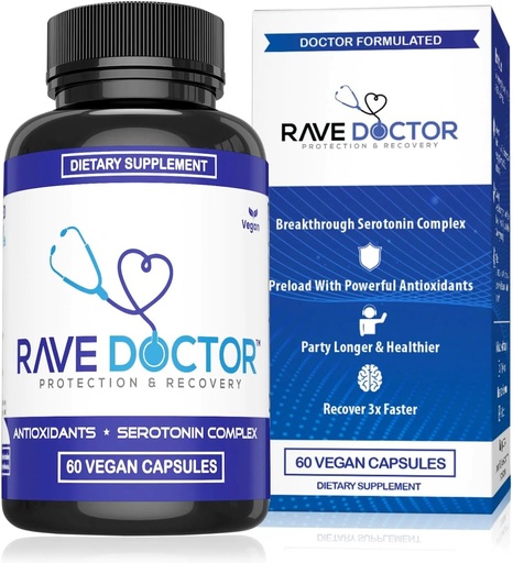 [BRSWYATQCUNG2YDX] Rave Doctor 5 HTP dodatek - Essential Rave Vitamini za festival Goers, Rave dodatki, Festival Essentials, Festival Gear, Rave Essentials, 5htp Dodatek