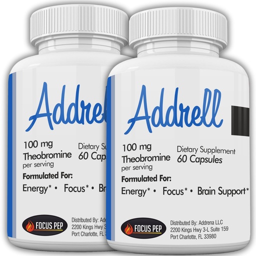 [BRSRMCT4OYPAADTJ] Addrell 2 Pack Energy Stimulant Pills- Study Supplement Alternative Pill, Natural Nootropic Supplements & Cognitive Enhancer Substitute to Elevate Mental Clarity- 120 Capsules