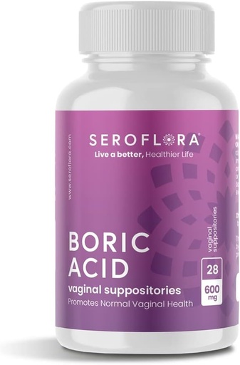 [BRSWGZABDIHQEYLB] Seroflora Boric酸性阴道药丸 600 mg 30 capsules - 女性的Boric酸性药丸 - 女性的阴道健康pH平衡 - 支持阴道食臭控制. 美国制造的
