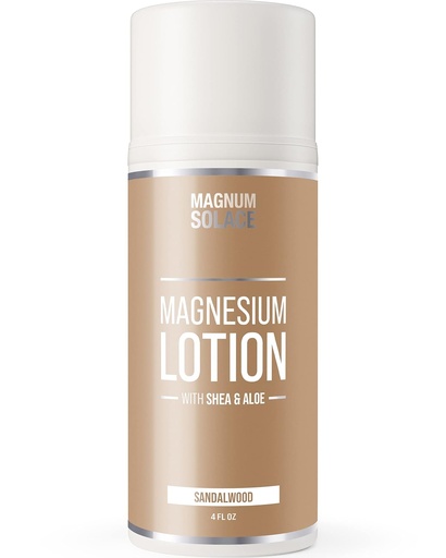 [BRSRMBT5A4PBGA3Z] Magnesium Lotion - Super Concentrated - Tillverkad med Aloe och Shea - För Leg Cramps, Sore Muscles & Joints, Föryngring - Säker för barn, Tillverkad i USA (Sandalwood)
