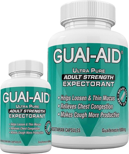 [BRSWIEAQBN7BEF3E] 524 600mg Ultra-Pure Guaifenesin Veg. Capsules (compresa la bottiglia di viaggio di 24 dimensioni)