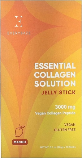 [BRSRMAYHBB6QAGTB] EVERYDAZE Essential Collagen Solution Jelly Stick | Plant-Based | Mango | 10 Packs | Vitamins, Minerals, Antioxidants for Men & Women