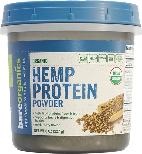 [BRSWGZTYAQPQOETF] BareOrganics Hemp Seed Protein | USDA Organic, Non-GMO & Vegan, 8oz, 8.0 Ounce