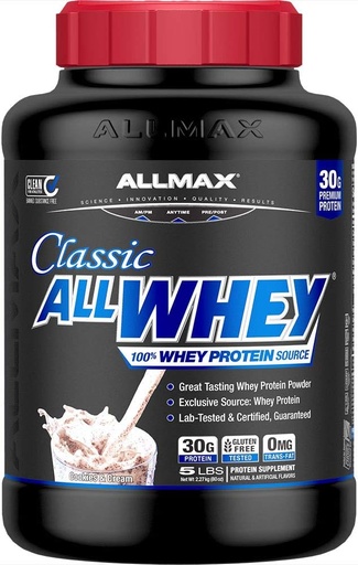[BRSWKFD7AECWIELC] ALLMAX Nutrition AllWhey Classic Srvátkový proteín, bez lepku, 24 g proteínu na Scoop, cca 49 porcií, Cookies & Cream, 5 libier