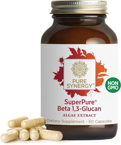 [BRSWKHYYBF4WG3A5] PURE SYNERGY SuperPure Beta 1,3-Glucan Extrait de 500 mg Beta 1,3-Glucan Supplément de l'algue sans levure, sans OGM, extrait normalisé