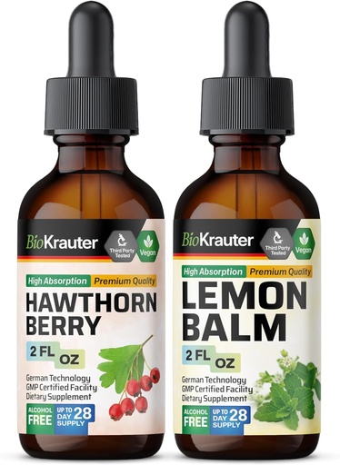 [BRSRAAAZAQNBACDJ] BIO KRAUTER Hawthorn Tincture 2 Fl. Oz. & Lemon Balm Tincture 2 Fl. Oz.