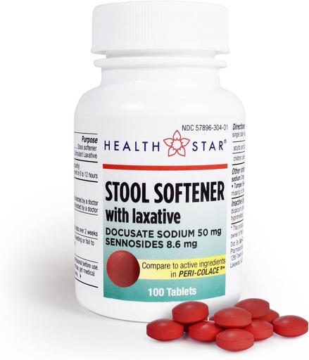 [BRSWYZ3QBECGCHTP] GeriCare Senna Plus Laxative & Stool Softener Tabletter 50mg / 8,6mg Styrke Naturlig Grønnsaker Stimulant Laxativ | Gentle Acid Relief | Dokusat Natrium for Bovel Bevegelse