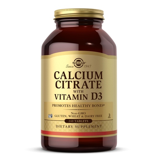 [BRSWIYTYOAIA423Y] Solgar Calcium Citrate with Vitamin D3, 240 Tablets - Promotes Healthy Bones & Teeth, Supports Musculoskeletal & Nervous Systems - Non-GMO, Gluten-Free, Dairy Free, Kosher - 60 Servings