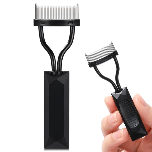 [BRSROCT5AECQK2TH] Eyelash Comb Separator, Arc Designed Lash Definer Comb Makeup Mascara Comb Applicator With Cover, Eye Cosmetic Brush Tool (Black)