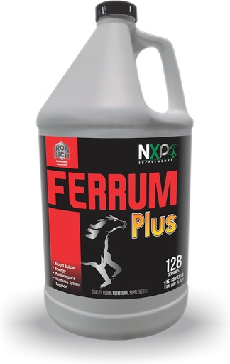 [BRSRAGILOEOQ2FDX] Ferrum Plus - Iron Rich Blood Support Energy Performance Immune System Support Supplemento prestazioni per cavalli da NXP Supplementi - 1 gallina (128 oz)