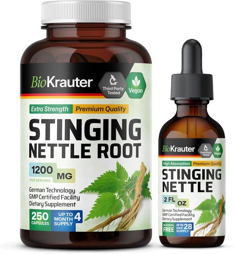 [BRSRAGAZB4PBOEQ2] BIO KRAUTER Stinging Nettle 250 Capsules & Stinging Nettle Tincture 2 Fl. Oz.