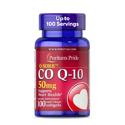 [BRSWIZQ3OV6BK33A] Puritan's Pride Coenzyme CoQ10 50mg, Dietary Supplement for Heart Health, Blood Pressure, Oral Gum Health, and Healthy Aging Support, 100 Servings, Rapid Release Softgels