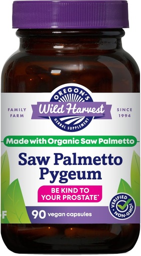 [BRSWIELZC4HRC2DC] Oregon's Wild Harvest Organic Saw Palmetto Pygeum Herbal Supplement in Vegan Capsules - 90 Count
