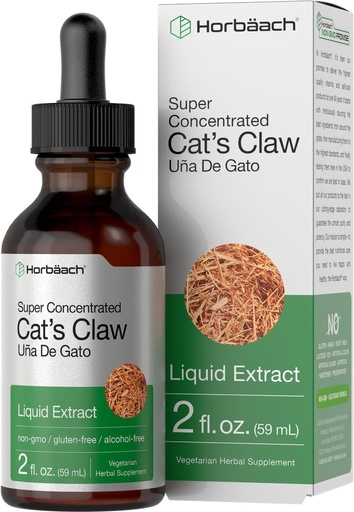 [BRSWGHA2BF6Q4YLO] Horbäach Cats Claw Herb Extract Tincture | 2 Fl Oz | Alkoholfri | Vegetarisk, icke-GMO, Glutenfri Liquid