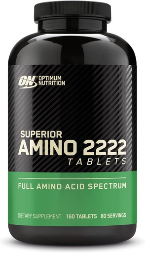 [BRSWIZTYBMOW2GTE] Elikadura optimoa Superior Amino 2222 Tablets, Funtsezko Aminoazidoak, EAAs, 160 Count