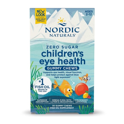 [BRSWYH3QCIAWOADU] Nordic Naturals Children’s Eye Health Gummies, Strawberry Lemonade - 30 Gummies for Kids - 484 mg Total Omega-3s DHA, Lutein & Zeaxanthin - Brain Health, Antioxidant Support, Non-GMO - 30 Servings