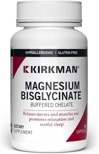 [BRSWIATRA4IWYFQZ] Kirkman - Magnesium Bisglycinate Buffered Chelate - 180 Kapseln - Relaxes Nerves & Muskeln - Promotes Ruheschlaf - Allergiker