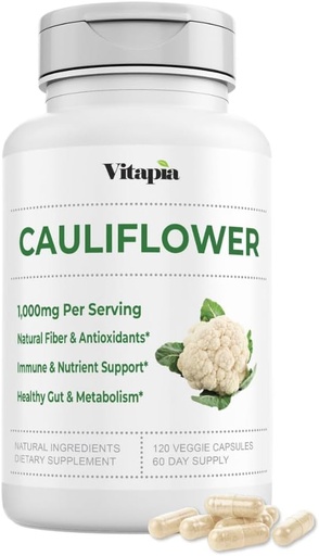 [BRSRMAIOBUFQGC3A] Cauliflower Superfoodies Veggies Powder Supplement - 天然硫磺酸盐,维生素,用于消化的矿物,能源,抗氧化剂支持 - 120 蔬菜罐头,非GMO,无葡萄糖
