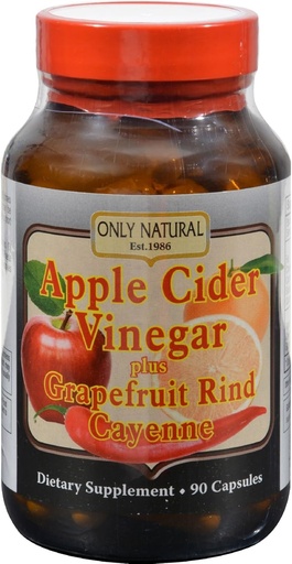[BRSWIYYMPMBQ4CDO] Only Natural Apple Cider Vinegar Plus Grapefruit Rind Cayenne Capsules, 90-Count