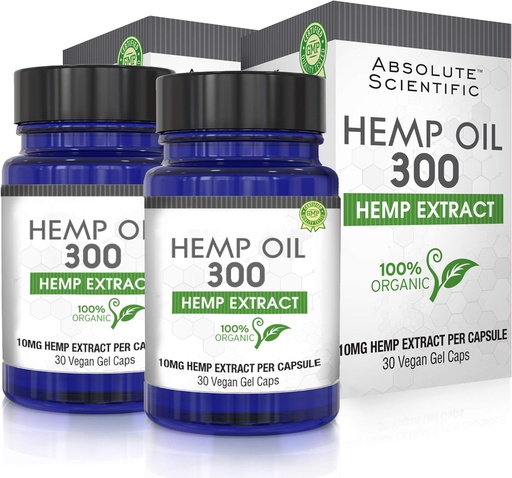 [BRSWGHADOIBR6ET5] Absolute Nutrition Hemp Oil Capsules 2 Pack 60ct - 100% Organic Hemp Capsules - Rich in Omega Fatty Acids 3 6 9 - Grown and Made in USA - with MCT Oil