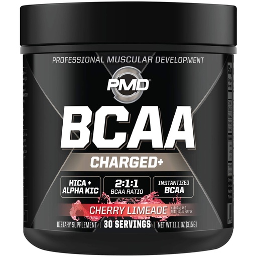 [BRSWYHARDMFQAAL7] PMD Sports BCAA Charged Delicious Amino Acid Drink Mix for Performance, Recovery, Endurance and Hydration - Increase Muscle Function for Workout and Daily Energy – Cherry Limeade (30 Servings)