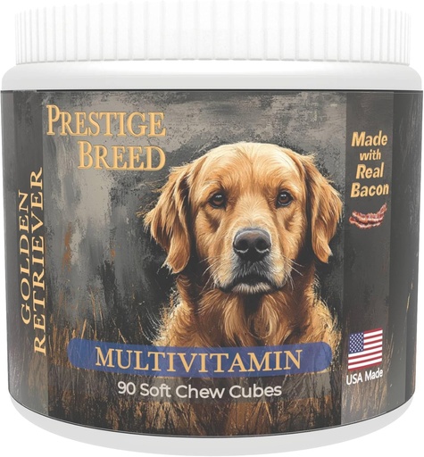 [BRSRAAT3OZ5ROGYV] Multivitamins, Balanced Nutrition for Your Golden Retriever, 90 Count, Made in The USA with Real Bacon