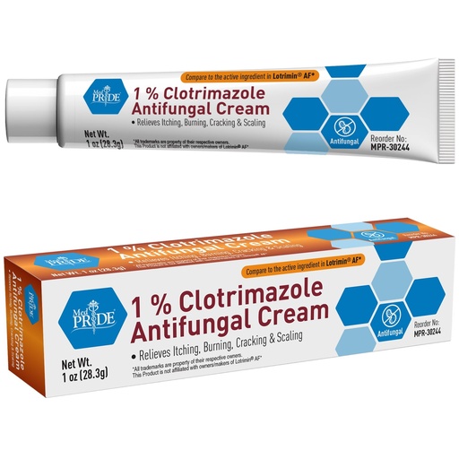 [BRSROCTQBF6REDY6] MED PRIDE 1% Clotrimazole Antifungal Cream 1oz- Fungus Skin Care Treatment with - Jock Itch Body Ointment - Fights Infection, Sweat Rash, Athletes Foot, Ringworm & Relieves Itching, Burning