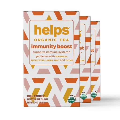 [BRSRMBA3BAMGYGQ6] HELPS TEAS | Helps Immunity Boost Tea | Organic herbal blend of Echinacea, Eucalyptus, Mint, Linden, Thyme and Natural Honey Flavor. Facilitates Respiratory Health | 16 Tea Bags - Pack of 3 |