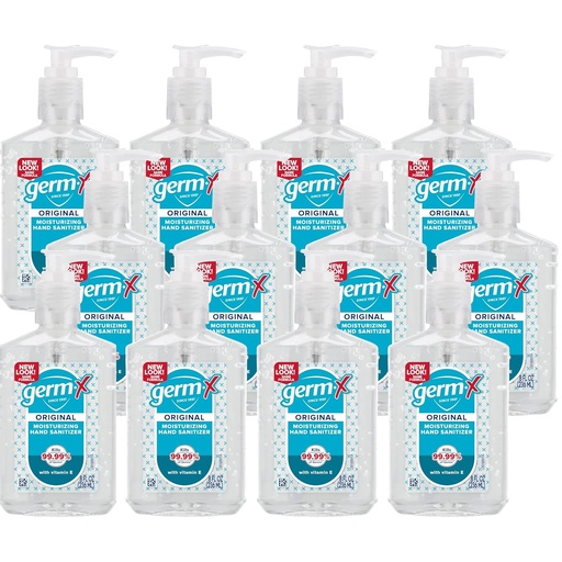 [BRSWY2TQCQPBS3IU] Germ-X Original Hand Sanitizer, Non-Drying Moisturizing Gel with Vitamin E, Instant and No Rinse Formula, Back to School Supplies College, 8 Fl Oz Pump Bottle (Pack of 12)