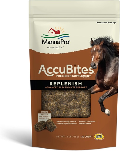 [BRSROHDRA56GGFL4] Manna Pro AccuBites Replenish Equine Supplement – Hydration & Immune Support Supplement for Horses – Contains Vitamin E & Turmeric – Turmeric & Molasses Flavored – 1.6 lbs
