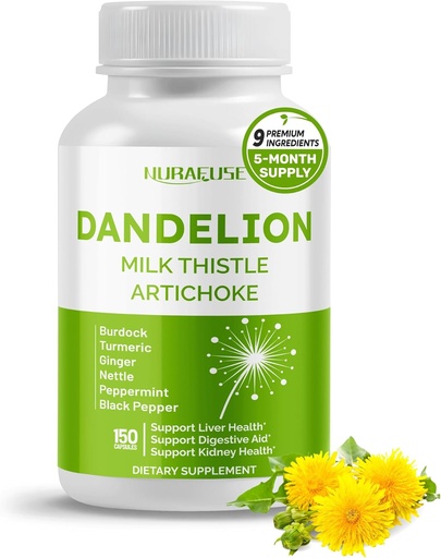 [BRSRAHQZOYDRG33P] Dandelion Milk Thetle Artichoke Burdock Turmeric - 支持肝脏健康,支持消化援助 - 在美国制造和试验