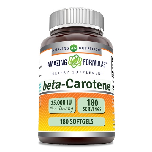 [BRSWECTQDMIAIDT5] Amazing Formulas Beta-Carotene 25000 IU | Softgels Supplement | Non-GMO | Gluten-Free | Made in USA (1 Pack | 180 Count)