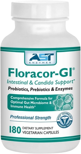 [BRSWIEY5BIPQCFT6] Floracor-GI Candida Cleanse, Probiotic and Enzyme Support Formula 180 Capsules