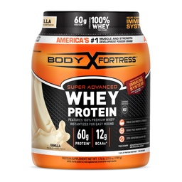 Body Fortress Super Advanced Whey Protein Powder, Gluten Free, Vanilla, Immune Support (1), Vitamins C & D Plus Zinc, 1.74 lbs