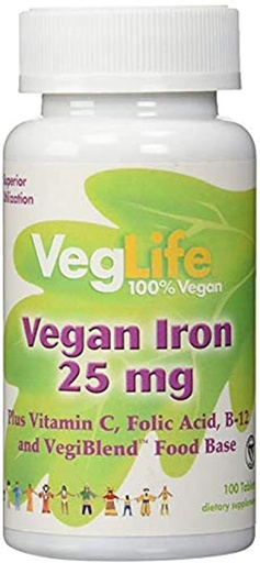 [BRSWGGAYOABQAA3F] Veggie Iron 25mg VegLife 100 VegTab