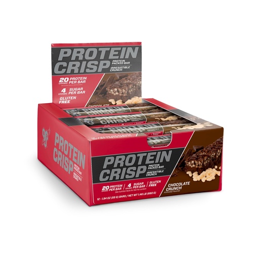 [BRSWKHYRAEJWOF33] BSN Protein Crisp Bar, Chocolate Crunch, 20 Gram Protein Snack Bars with Whey and Fiber, Gluten-Free Crunchy Energy Bars for Workout, Fitness, On-the-Go, 12 Count