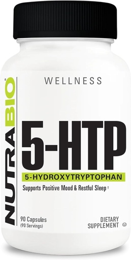 [BRSWGHAOCAMWM2Y3] NutraBio 5-HTP Supplement, 200mg Capsules- May Help Support and Promote Healthier and Sustained Sleep, 90 Vegetable Capsules