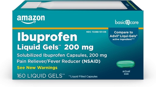 [BRSWGZQPOEORE33H] 基本的な心配のIbuprofenの液体ゲル200のmgの痛みのReliever/Feverの減力剤の液体によって満たされたカプセル、頭痛、背痛、月経のランプおよび多く、160の計算のため