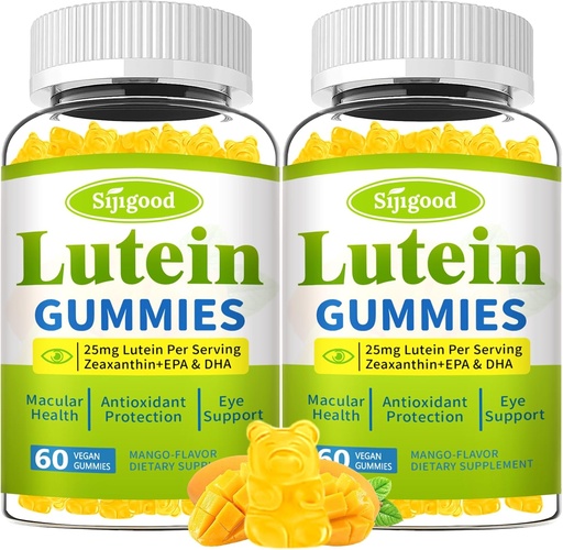 [BRSRAAYCAUHQKG3V] Lutein e Zeaxanthin Suplementos Gummies con Astaxanthin & Bilberry Extracto - Vitaminas oculares con Omega-3, Vitaminas A, C, E, D3 e Zinc para a saúde da visión - Sugar Free, Mango Flavor, 120 Conde