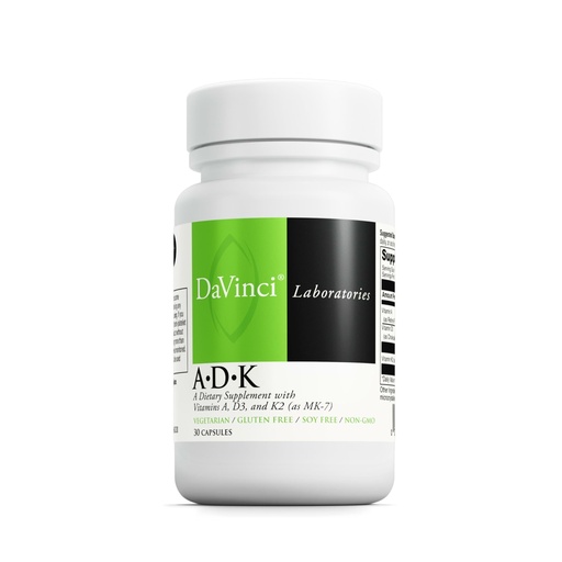 [BRSRMAALCF5QKH3X] DAVINCI Labs ADK - Helps Support Bone, Heart & Immune Health - Dietary Supplement with Vitamins A, D3 & K2 (as MK-7) - Vegetarian, Gluten Free & Soy Free - 30 Capsules