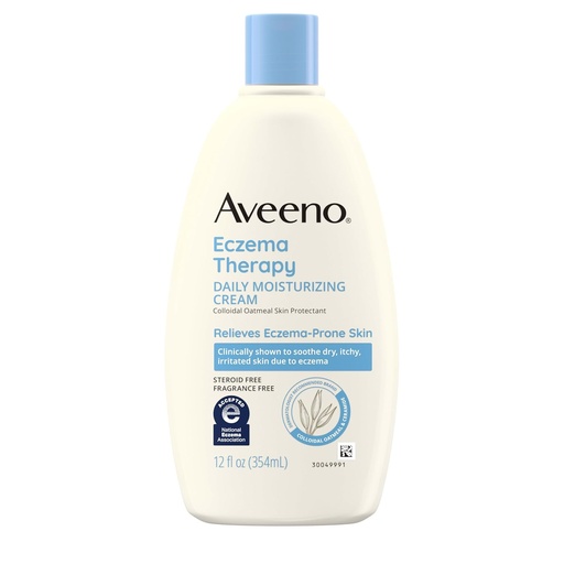 [BRSWIEI6DJYQEYDC] Aveeno Eczema 治疗 每日为敏感皮肤进行摩擦体凝胶,Soothing Eczema Relief Cream, Coloidal Oatmeal & Ceramide for Dry & Itchy Skin, Steroid & Fragrance-Free, 12 oz