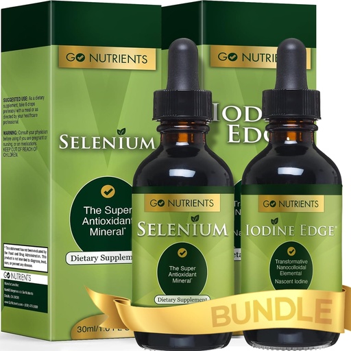 [BRSWYFQZOUPAGG3D] Go Nutrients Selenium 200 mcg Supplement | Go Nutrients Nascent Iodine Supplement | High Potency Liquid Drops - Non-GMO, Gluten-Free