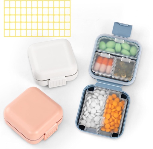 [BRSROZADCN5GEHL4] Dynippy Daily 3 Pack tablete Organizator 5 Kompartmenti Prenosni Vlažilni dokaz majhna tabletka Zabojnik za žepka purpure potovalne tablete Prenosna medicina Vitamin Ribje olje Holder Container (Modra rožnata bela)